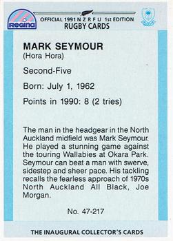 1991 Regina NZRFU 1st Edition #47 Mark Seymour Back